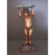 Bronze Fountain Baby Boy Garden Art w/ Pump   231640774886